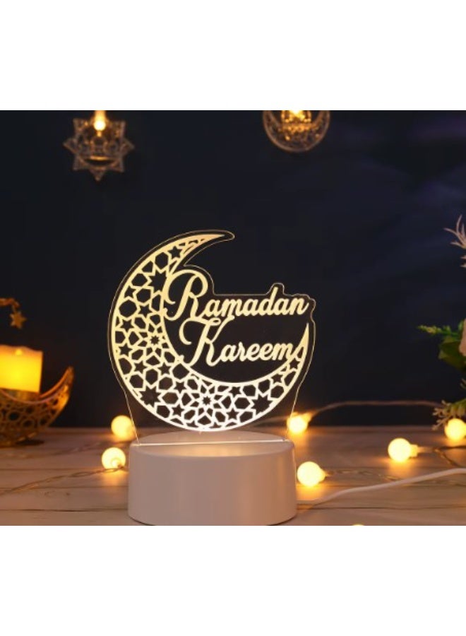 مصباح ثلاثي الأبعاد للتصور الإبداعي - إصدار رمضان كريم، مصباح ليلي بتقنية LED مع خاصية التعتيم التدريجي